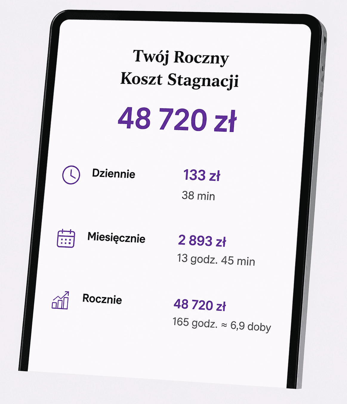 Przykładowy ekran wyniku kalkulatora